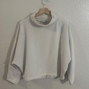 AYR White Cowl Neck Boxy Cropped Sweater